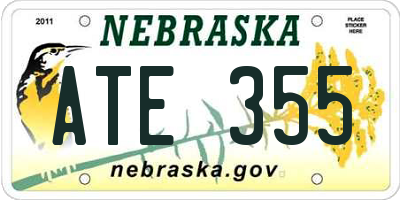 NE license plate ATE355