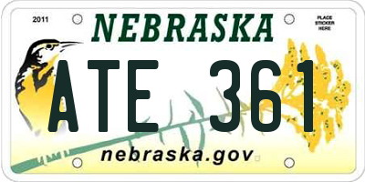 NE license plate ATE361