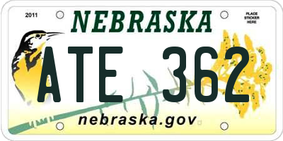 NE license plate ATE362