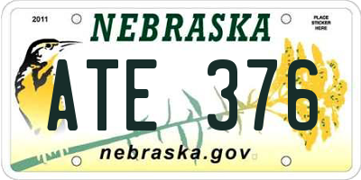 NE license plate ATE376