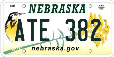 NE license plate ATE382