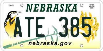 NE license plate ATE385