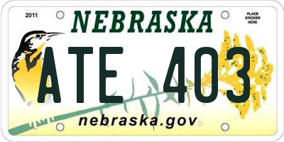 NE license plate ATE403