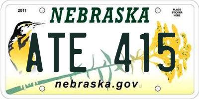 NE license plate ATE415
