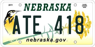 NE license plate ATE418