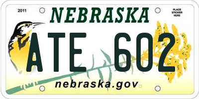 NE license plate ATE602