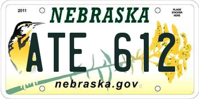 NE license plate ATE612