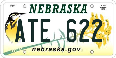 NE license plate ATE622