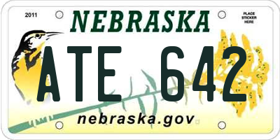 NE license plate ATE642