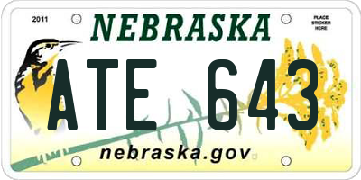 NE license plate ATE643