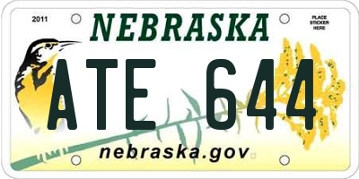 NE license plate ATE644