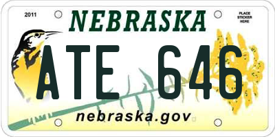 NE license plate ATE646