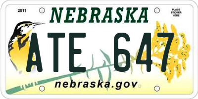 NE license plate ATE647