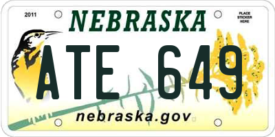 NE license plate ATE649