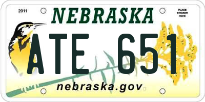 NE license plate ATE651