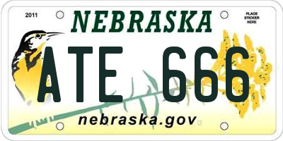 NE license plate ATE666