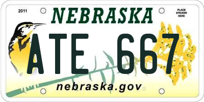 NE license plate ATE667