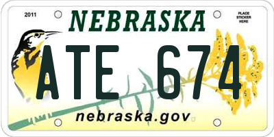 NE license plate ATE674