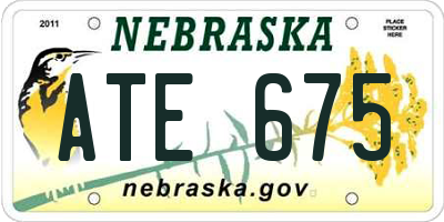 NE license plate ATE675