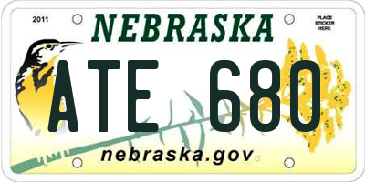 NE license plate ATE680