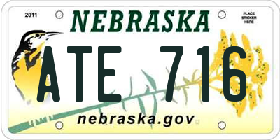 NE license plate ATE716