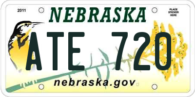 NE license plate ATE720