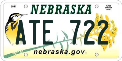 NE license plate ATE722