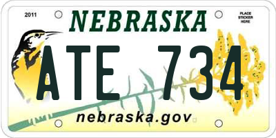 NE license plate ATE734