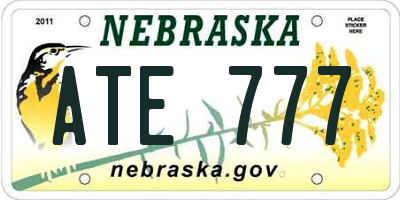 NE license plate ATE777