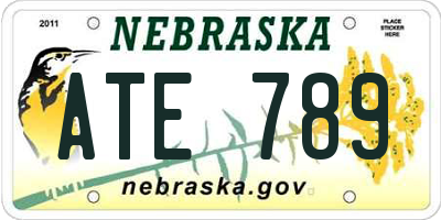 NE license plate ATE789
