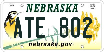 NE license plate ATE802