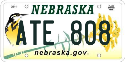 NE license plate ATE808