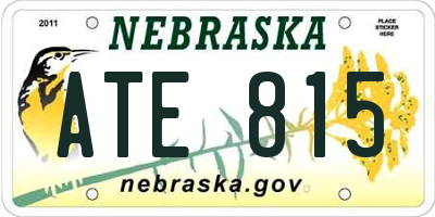 NE license plate ATE815