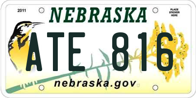 NE license plate ATE816