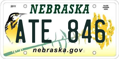 NE license plate ATE846