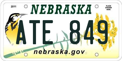 NE license plate ATE849