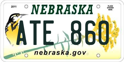 NE license plate ATE860