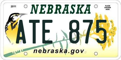 NE license plate ATE875
