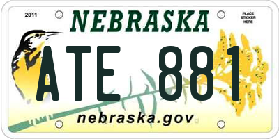 NE license plate ATE881