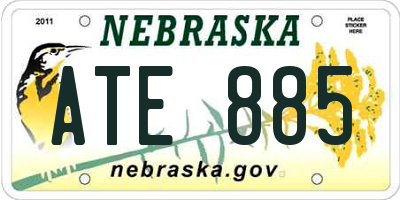 NE license plate ATE885