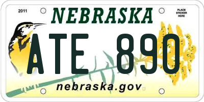 NE license plate ATE890