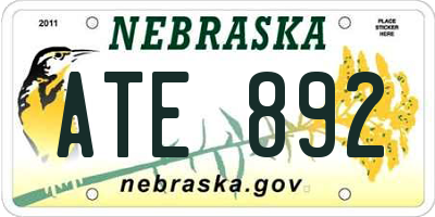 NE license plate ATE892