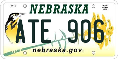 NE license plate ATE906