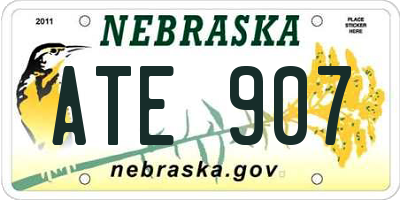 NE license plate ATE907