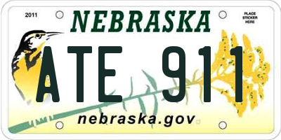 NE license plate ATE911
