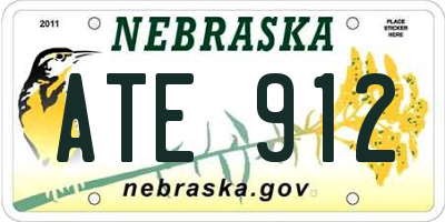 NE license plate ATE912