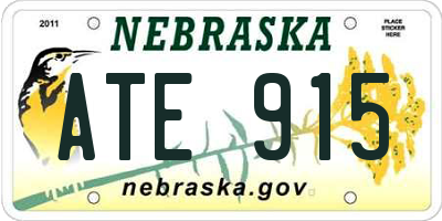 NE license plate ATE915