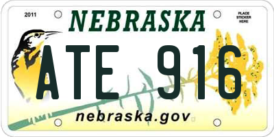 NE license plate ATE916