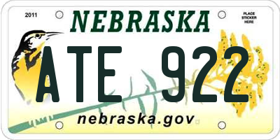 NE license plate ATE922