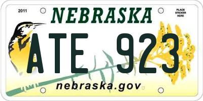 NE license plate ATE923